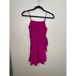 Express Womens Pink Sleeveless Wrap Style Dress XXS Adjustable Strap linen